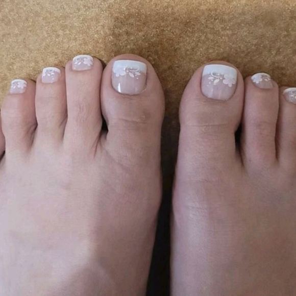 2/$16 Floral French Tip Press On Toenails - Picture 12 of 15
